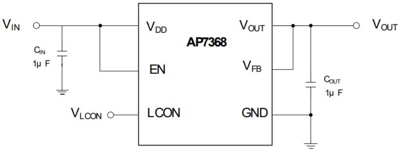 Application Circuit Diagram - Diodes Incorporated AP7368 Low Dropout (LDO) Regulators